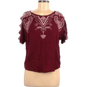 BOHO MAROON AND WHITE BLOUSE